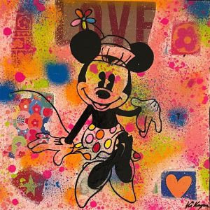 Peinture Minnie par Kikayou | Tableau Figuratif - Huile, Graffiti - Portraits, Icones Pop