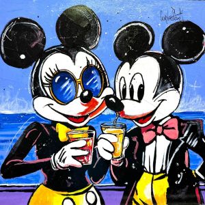 Peinture Mickey et Minnie sont amoureux par Cornée Patrick | Tableau Pop-art - Graffiti, Huile - Cinéma, Icones Pop, Scènes de vie