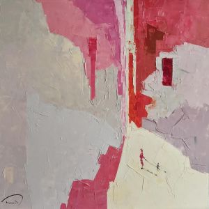 Peinture Un matin rouge par Tomàs | Tableau Abstrait - Huile - Scènes de vie, Société, Urbain