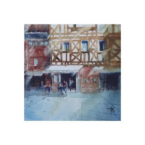 Peinture Au café des Artistes par Abbatucci Violaine | Tableau Figuratif - Aquarelle