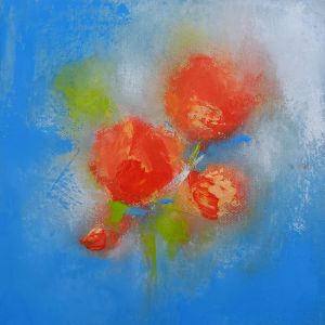 Peinture Roses rouge par Chebrou de Lespinats Nadine | Tableau Abstrait - Huile - Nature