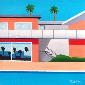 Peinture House with swimming pool par Trevisan Carlo | Tableau Surréalisme - Huile - Urbain, Architecture, Société