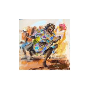 Peinture LA DANSEUSE EN DJEMBE par Lama Niankoye | Tableau Figuratif - Acrylique - Scènes de vie