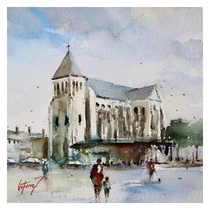 Peinture Tours - L'église Saint Julien par Gutierrez | Tableau