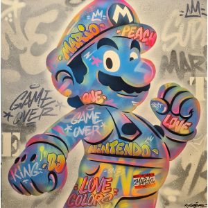 Peinture Mario fluo par Kedarone | Tableau Pop-art - Graffiti - Icones Pop