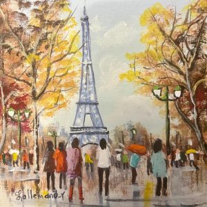 Peinture La Tour Eiffel Champ de Mars par Lallemand Yves | Tableau Figuratif - Acrylique - Urbain