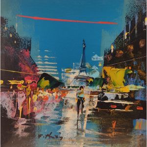 Peinture Paris Eiffel Tour par Frédéric Thiery | Tableau Figuratif - Acrylique