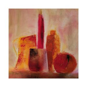 Peinture Nature morte Rouge par Chebrou de Lespinats Nadine | Tableau Abstrait - Huile - Natures mortes