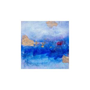 Peinture Point rouge sur bleu profond par Droit Ode | Tableau Abstrait - Paysages