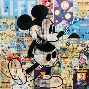 Peinture Mickey vintage par Kikayou | Tableau Pop-art - Acrylique, Collage, Graffiti - Icones Pop