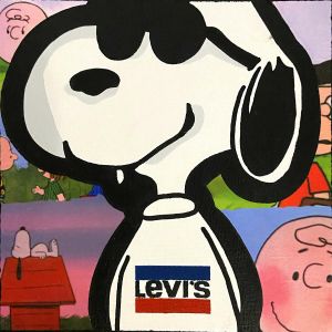 Peinture Snoopy Levis par Kalo | Tableau Pop-art - Icones Pop