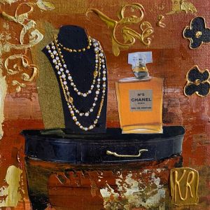 Peinture Num&eacute;ro 5 par Romanelli Karine | Tableau Figuratif - Collage, Papier, Pastel, Posca, Acrylique - Mode