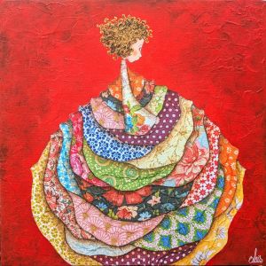 Peinture Zelda par Blais Delphine | Tableau Figuratif - Collage, Acrylique - Scènes de vie, Enfant