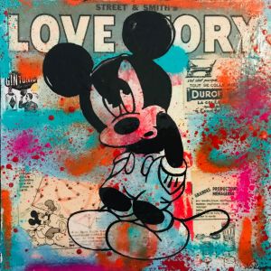 Peinture Mickey rrrr par Kikayou | Tableau Pop-art - Acrylique, Collage, Graffiti - Icones Pop