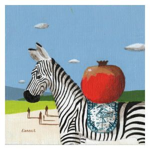 Peinture Zèbre à la grenade par Lionnet Pascal | Tableau Surréalisme - Acrylique - Paysages, Scènes de vie, Animaux