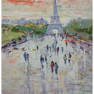 Peinture La Tour Eiffel nous attend par Yavru Irfan | Tableau Figuratif - Huile
