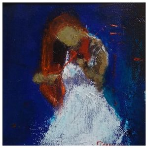 Peinture la robe blanche par Fernando | Tableau Figuratif - Huile - Marine