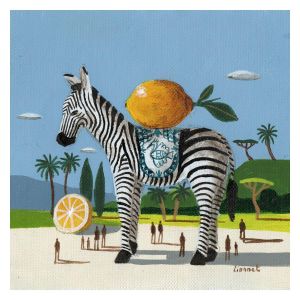 Peinture Zèbre aux citrons par Lionnet Pascal | Tableau Surréalisme - Acrylique - Animaux, Paysages, Scènes de vie