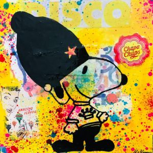 Peinture Snoopy london par Kikayou | Tableau Pop-art - Acrylique, Collage, Graffiti - Icones Pop