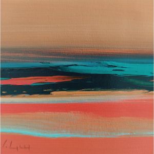 Peinture Zone rouge par Guy Viviane | Tableau Abstrait - Huile - Minimaliste