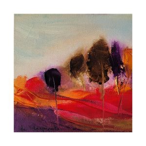 Peinture Paysage Rouge Violet par Chebrou de Lespinats Nadine | Tableau Abstrait - Huile - Paysages, Minimaliste