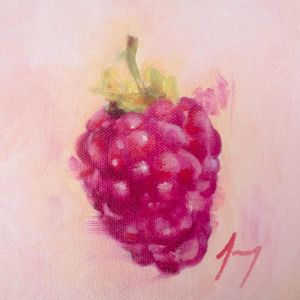 Peinture La framboise par Jung François | Tableau Figuratif - Huile - Natures mortes