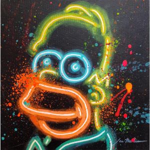 Peinture Fluo Homer par Miller Jen | Tableau Street Art - Icones Pop