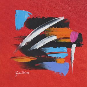 Peinture Composition en rouge par Gaultier Dominique | Tableau Abstrait - Huile - Minimaliste
