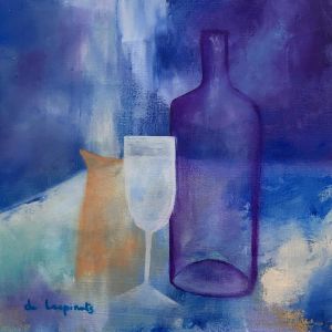 Peinture Nature morte Bleu par Chebrou de Lespinats Nadine | Tableau Abstrait - Huile - Natures mortes