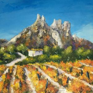 Peinture VIGNES EN GIGONDAS par Sabourin Nathalie | Tableau Figuratif - Huile - Portraits, Icones Pop