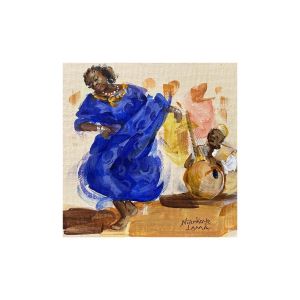 Peinture La Danseuse a la Cora par Lama Niankoye | Tableau Figuratif - Acrylique, Carton - Scènes de vie