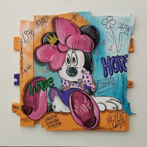Peinture Minnie par Molla Nathalie | Tableau Pop-art - Acrylique, Bois, Posca - Icones Pop