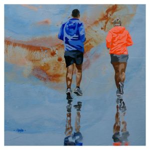 Peinture Fluo du matin par Sand | Tableau Figuratif - Acrylique - Scènes de vie, Marine