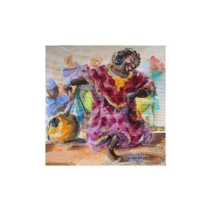 Peinture La danseuse a la cora par Lama Niankoye | Tableau Figuratif - Acrylique - Scènes de vie