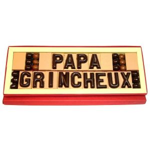 Message papa grincheux en chocolat