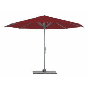 Parasol Rio + Housse + Pied en croix Géant Terrasse Piscine Jardin Plage Droit Rond Acrylique sunbrella premium Ø 400 Burgundy Gris mât