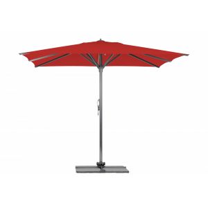 Parasol Rio + Housse + Pied en croix G&eacute;ant Terrasse Piscine Jardin Plage Droit Carr&eacute; 300x300 Acrylique sunbrella premium Logo red Gris m&acirc;t