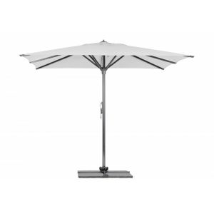 Parasol Rio + Housse + Pied en croix Géant Terrasse Piscine Jardin Plage Droit Carré 300x300 Acrylique relax Birch Gris mât