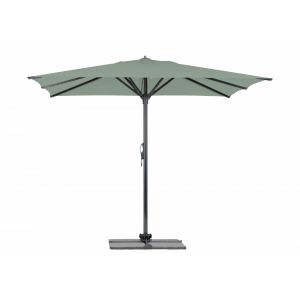 Parasol Rio + Housse + Pied en croix G&eacute;ant Terrasse Piscine Jardin Plage Droit Carr&eacute; 400x400 Acrylique sunbrella premium Gris fonc&eacute; m&acirc;t Celadon