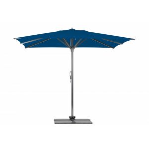 Parasol Rio + Housse + Pied en croix Géant Terrasse Piscine Jardin Plage Droit Carré 300x300 Acrylique sunbrella premium Riviera blue Gris mât
