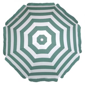 Parasol Bora Bora + Housse Inclinable Terrasse Piscine Plage Droit Rond Polyester Ø 180 Rayé vert et blanc