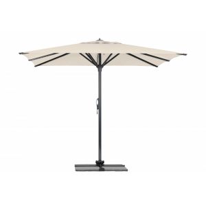Parasol Rio + Housse + Pied en croix G&eacute;ant Terrasse Piscine Jardin Plage Droit Carr&eacute; Polyester 350x350 Gris fonc&eacute; m&acirc;t Ecru avec events