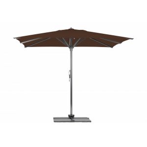Parasol Rio + Housse + Pied en croix Géant Terrasse Piscine Jardin Plage Droit Carré 300x300 Gris mât Acrylique latimacryl Chocolat