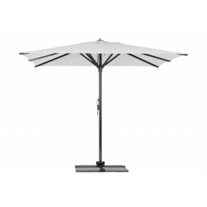 Parasol Rio + Housse + Pied en croix G&eacute;ant Terrasse Piscine Jardin Plage Droit Carr&eacute; 350x350 Acrylique relax Birch Gris fonc&eacute; m&acirc;t