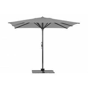 Parasol Rio + Housse + Pied en croix G&eacute;ant Terrasse Piscine Jardin Plage Droit Carr&eacute; 350x350 Acrylique relax Stone Gris fonc&eacute; m&acirc;t