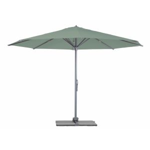 Parasol Rio + Housse + Pied en croix Géant Terrasse Piscine Jardin Plage Droit Rond Acrylique sunbrella premium Ø 400 Gris mât Celadon