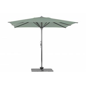 Parasol Rio + Housse + Pied en croix Géant Terrasse Piscine Jardin Plage Droit Carré 400x400 Acrylique sunbrella premium Gris mât Celadon