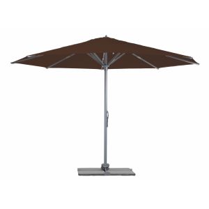 Parasol Rio + Housse + Pied en croix Géant Terrasse Piscine Jardin Plage Droit Rond Acrylique sunbrella premium Gris mât Ø 450 Chocolat