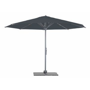 Parasol Rio + Housse + Pied en croix G&eacute;ant Terrasse Piscine Jardin Plage Droit Rond &Oslash; 400 Acrylique relax Graphite Gris m&acirc;t
