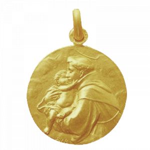 M&eacute;daille de Bapt&ecirc;me M&eacute;daille de bapt&ecirc;me Saint Antoine de Padoue - En Or - Laudate